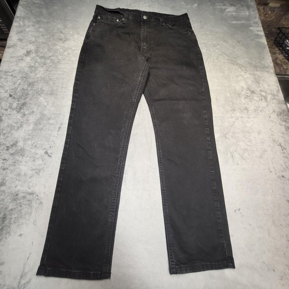 Levi's 541 Jeans Mens 36x32 Black Athletic Tapered Dark Wash Denim Stretch Zip